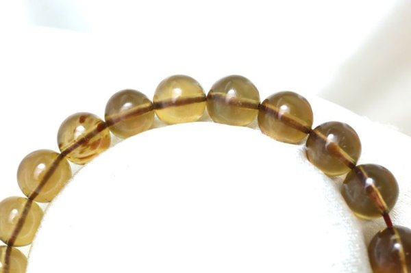 画像2: ブレス　ブルーアンバー　丸　約8mm　スマトラ産　希少　変化　変容　天然石　品番：14823 (2)