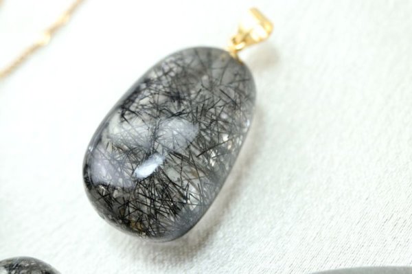 画像4: ペンダントトップ　ブラックルチル　ブラックトルマリンインクォーツ　ゴールド　GD　ブラジル産　日本製　ジュエリー　天然石　品番：14891 (4)