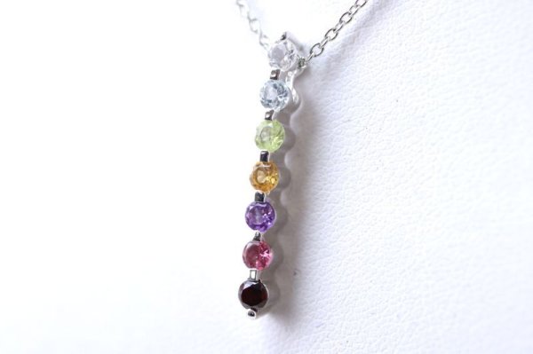 画像3: ネックレス 七色 シルバーTOP ステンレスチェーン付き ジュエリー 天然石 品番: 8251 (3)