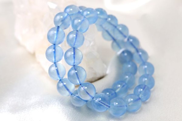 画像2: ブレス アクアマリン 約11mm ブラジル産 藍玉 藍柱石 青 ブルー 3月誕生石 品番:15007 (2)