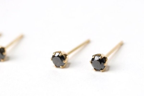 画像3: ピアス ブラックダイヤモンド 約3mm 18金ゴールド アフリカ産 日本製 愛 美 ジュエリー 天然石 品番: 7078 (3)