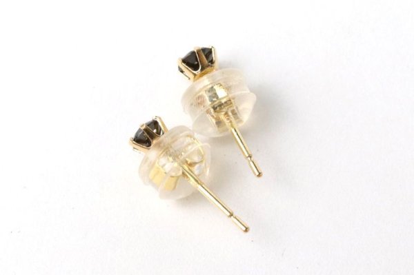 画像4: ピアス ブラックダイヤモンド 約3mm 18金ゴールド アフリカ産 日本製 愛 美 ジュエリー 天然石 品番: 7078 (4)