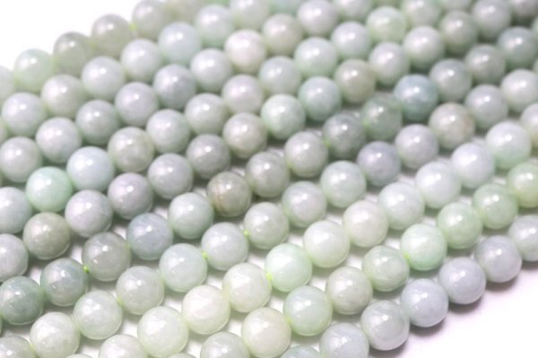 画像2: 連　ライトグリーン翡翠　丸　約6mm　ヒスイ　人生　成功　守護　天然石　品番： 15087 (2)