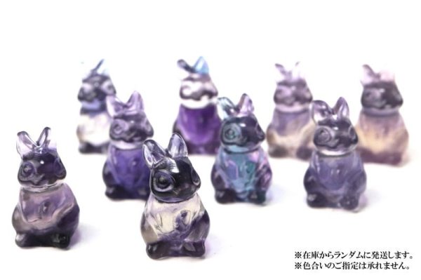 画像7: 置物 フローライト ウサギ型 1個 ランダム発送 干支 卯 ラビット 癒し 浄化 彫り物 天然石 品番: 7396 (7)