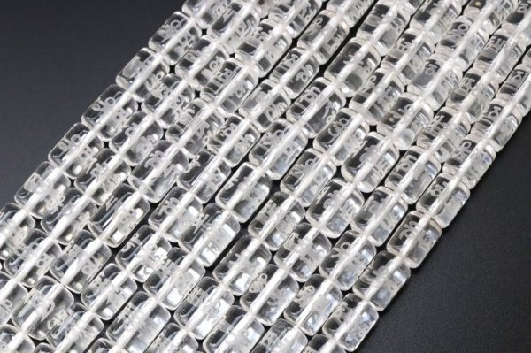 画像5: 連 クリスタル(水晶) マニ車 約15x10mm 功徳 エネルギー 浄化 彫り物 天然石 品番: 15231 (5)
