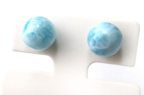 画像3: 【現品限り】ピアス　ラリマー　18金ゴールド　突き刺し型　ドミニカ産　日本製　不安をやわらげる　浄化　ジュエリー　天然石　品番：15301 (3)