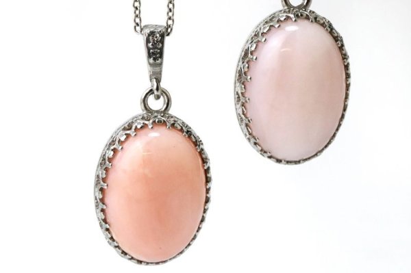 画像2: 【自社製アクセサリー10点以上でクーポン使用後30％OFF対象商品（クーポン番号：AC30）】ペンダントトップ　ピンクオパール　オーバル　約20×15mm　ステンレス　オーストラリア産　日本製　希望　幸運　愛　ジュエリー　天然石　※ポイント付与対象外　　品番：15347 (2)
