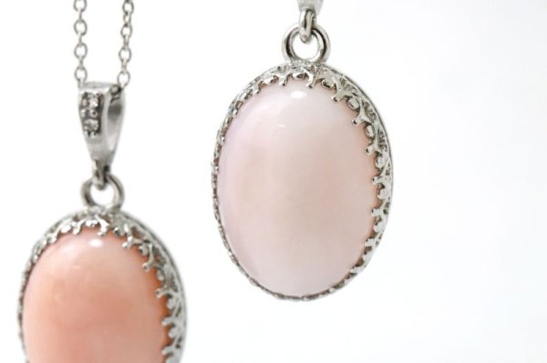 画像3: 【自社製アクセサリー10点以上でクーポン使用後30％OFF対象商品（クーポン番号：AC30）】ペンダントトップ　ピンクオパール　オーバル　約20×15mm　ステンレス　オーストラリア産　日本製　希望　幸運　愛　ジュエリー　天然石　※ポイント付与対象外　　品番：15347 (3)
