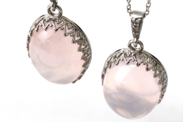 画像4: ペンダントトップ ローズクォーツ オーバル 約23×17mm ステンレス マダガスカル産 日本製 恋愛 美しさ ジュエリー 天然石 品番:15374 (4)