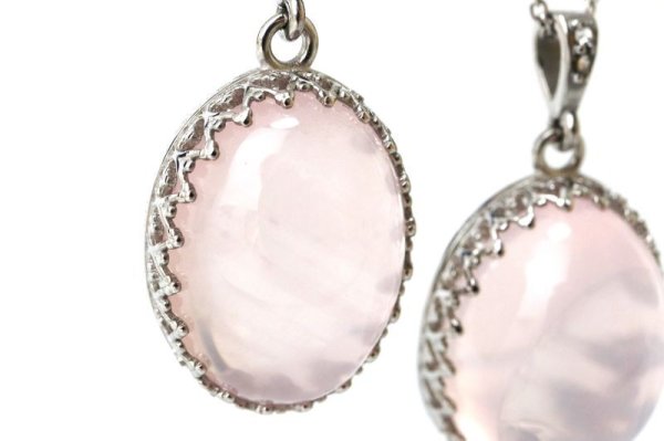 画像2: ペンダントトップ ローズクォーツ オーバル 約23×17mm ステンレス マダガスカル産 日本製 恋愛 美しさ ジュエリー 天然石 品番:15374 (2)
