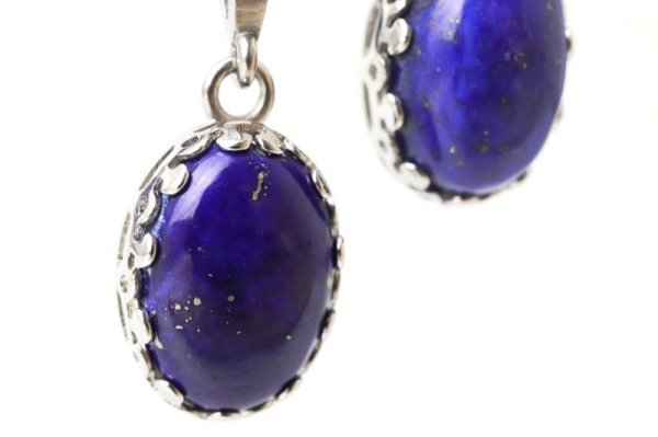 画像2: ペンダントトップ ラピスラズリ オーバル 約16×12mm ステンレス アフガニスタン産 日本製 邪気を払う 判断力 直感力を高める ジュエリー 天然石 ※ポイント対象外 品番:15372 (2)