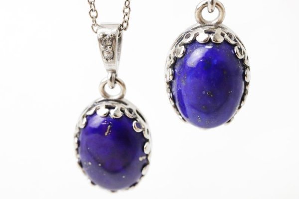 画像3: ペンダントトップ ラピスラズリ オーバル 約16×12mm ステンレス アフガニスタン産 日本製 邪気を払う 判断力 直感力を高める ジュエリー 天然石 ※ポイント対象外 品番:15372 (3)