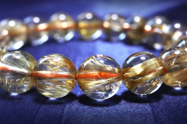 画像4: 【一点物】 ブレス 高品質 タイチンルチルクォーツ 丸 約10mm ブラジル産 金運 仕事運 パワーストーン 天然石 品番: 15389 (4)