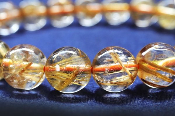 画像5: 【一点物】　ブレス　高品質　ゴールドルチルクォーツ　丸　約9mm　ブラジル産　金運　仕事運　パワーストーン　天然石　品番： 15386 (5)