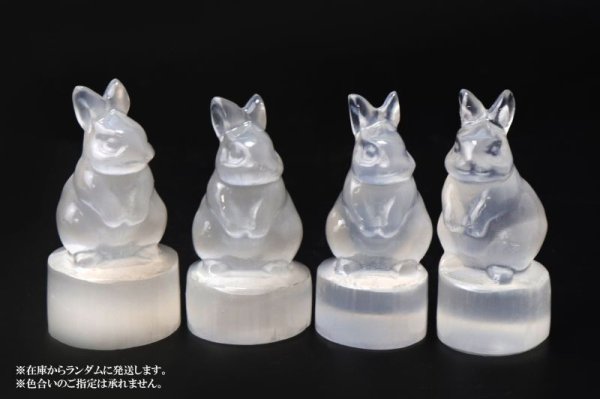 画像8: 置物 セレナイト ウサギ 1個 ラビット エネルギー 浄化 癒し 生命 彫り物 天然石 品番: 15445 (8)