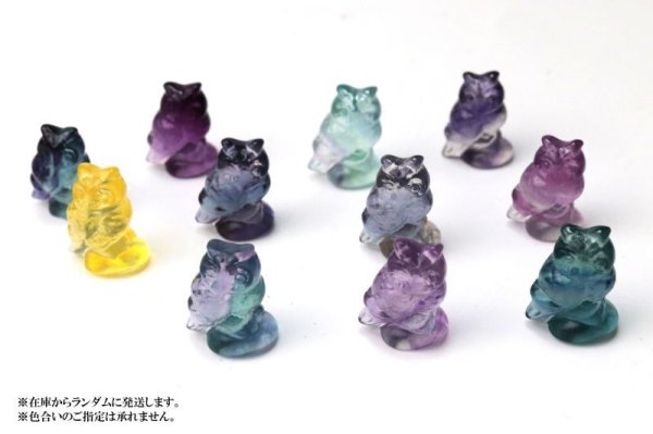 画像7: 置物 ミニ彫り物 フローライト フクロウ 1個 運気上昇 幸運 縁起 癒し 浄化 天然石 品番: 15453 (7)