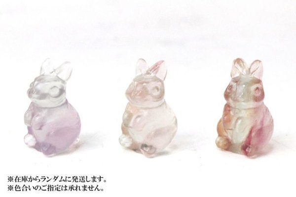 画像6: 置物 フローライト ウサギ型 1個 ランダム発送 干支 卯 ラビット 癒し 浄化 彫り物 天然石 品番: 7396 (6)