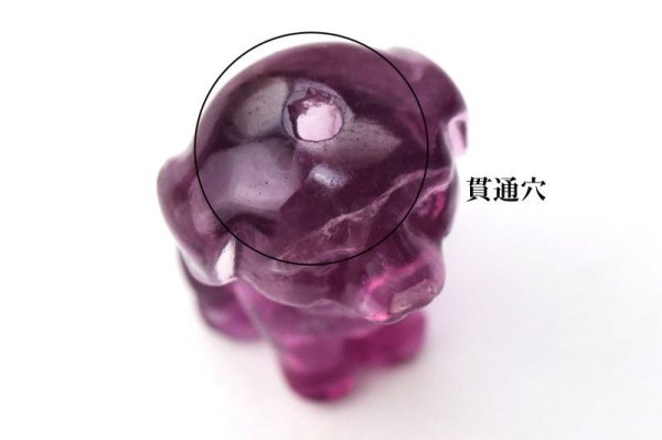 画像2: 置物 ミニ彫り物 フローライト シーズー(貫通穴) 1個 忠実 忠義 邪気を払う 癒し 浄化 天然石 品番: 15550 (2)