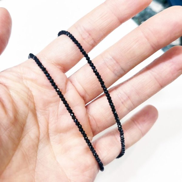 画像4: ネックレス　ブラックスピネルカット　約2×1.5mm　40cm~45cm　日本製　ステンレス　　品番： 4308 (4)