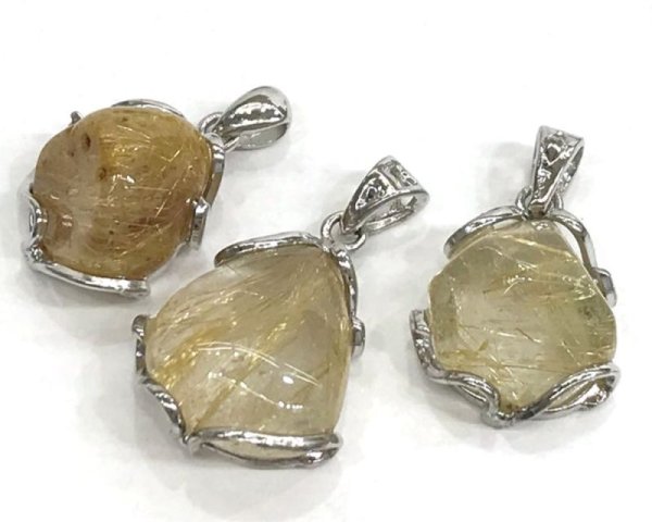 画像2: ペンダントトップ ルチルクォーツ 金運 仕事運 パワーストーン 天然石 品番:15655 (2)
