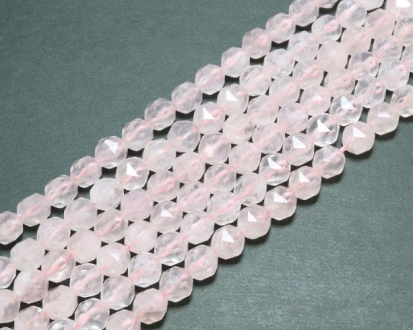 画像2: 連 ローズクォーツ スターカット 8mm 恋愛 美しさ ピンク 天然石 品番:15712 (2)