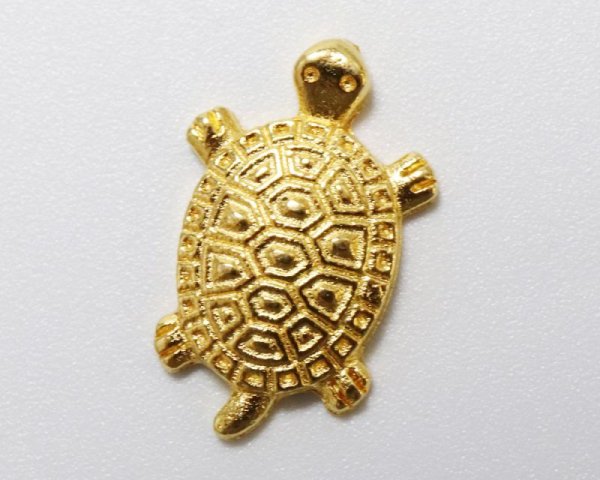 画像2: 縁起物 招福 銭亀 原石 ゴールドルチル入り ブラジル産 GD 邪気を跳ね返す 長寿 金運アップ 恋愛運アップ 品番: 15730 (2)