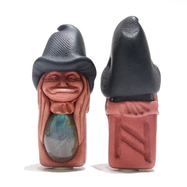 画像2: ペンダントトップ 天然石の妖精 ラブラドライト 革紐付き 運気上昇 幸運 縁起 自由 夢 ヒーリング パワーストーン 天然石 品番:15905 (2)