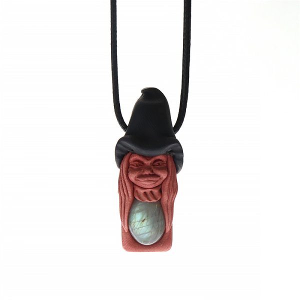 画像3: ペンダントトップ 天然石の妖精 ラブラドライト 革紐付き 運気上昇 幸運 縁起 自由 夢 ヒーリング パワーストーン 天然石 品番:15905 (3)