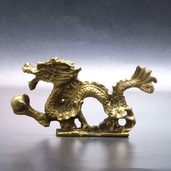 画像2: 置物　彫り物　銅製　龍　風水　運気　金運　財運　インテリア　品番：15941 (2)