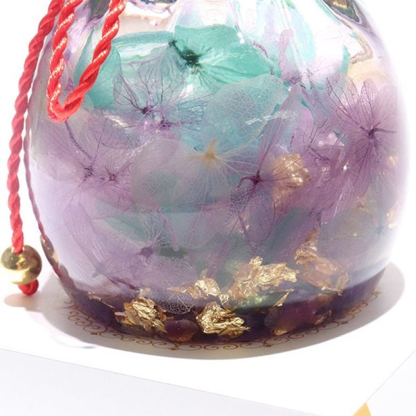 画像3: 【現品限り】置物　ハーバリウム　宝袋　パープル　ケース付き　縁起物　風水　プレゼント　金運　幸運　パワーストーン　天然石　品番：16021 (3)