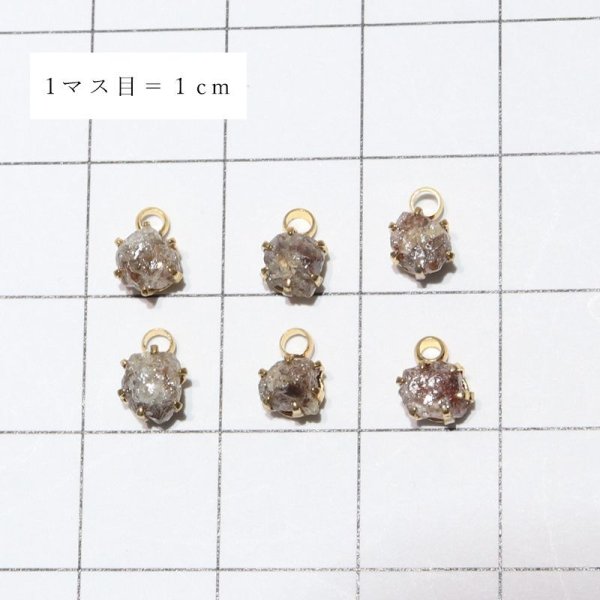 画像3: チャーム ダイヤモンド原石 レッド 6爪チャーム アフリカ産 ステンレス ゴールド 日本製 パワーストーン 天然石 1個 品番:16118 (3)