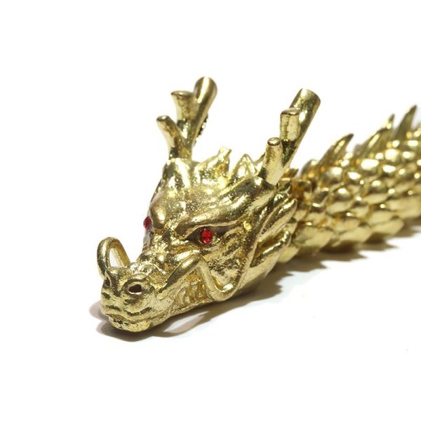 画像3: 置物 龍 銅製 ショート 風水 運気 金運 財運 インテリア 関節が動く 品番:16183 (3)