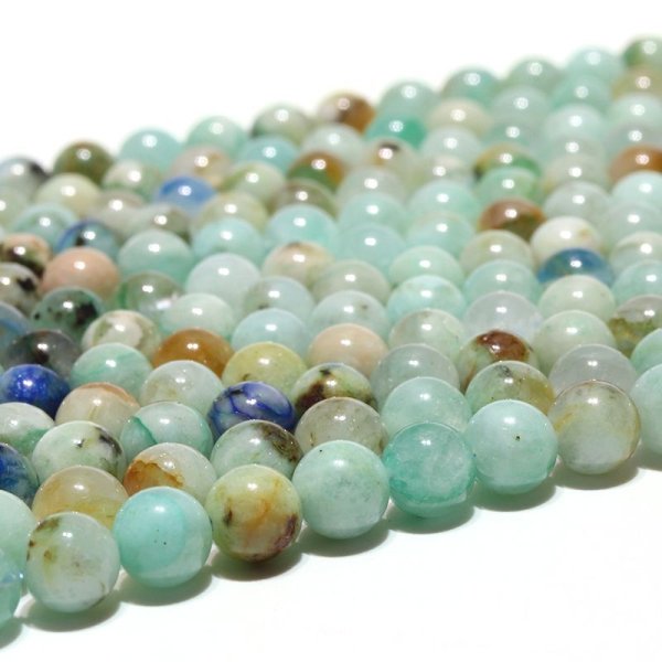 画像2: 連　クリソコラシリカ　 丸　 約6mm　繁栄　幸運　癒し　知性　パワーストーン　天然石　品番：16399 (2)