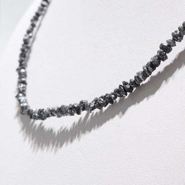 画像2: ネックレス ブラックダイヤモンド 約22ct アフリカ産 ステンレス シルバー 証明書付き 原石 パワー 何よりも強い パワーストーン 天然石 品番:16406 (2)