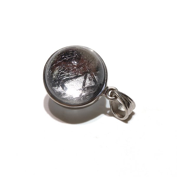 画像3: 【現品限り】ペンダントトップ ギベオン<ナミビア産> シルバー 丸型 約14mm silver925 ケース付き 宇宙のパワー 隕石 パワーストーン 天然石 品番: 16529 (3)