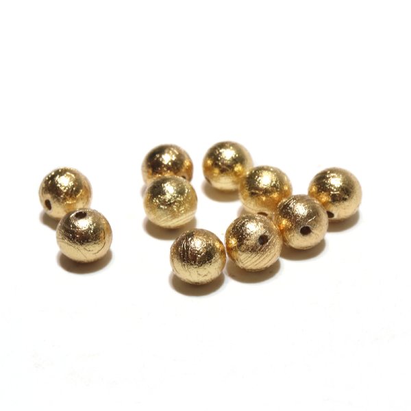 画像2: 【現品限り】バラ石 ギベオン<ナミビア産> ゴールド 丸 約6mm 穴あき 一粒売り 宇宙のパワー 隕石 パワーストーン 天然石 品番:16546 (2)