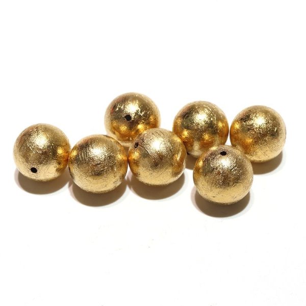 画像2: 【現品限り】バラ石 ギベオン<ナミビア産> ゴールド 丸 約12mm 穴あき 一粒売り 宇宙のパワー 隕石 パワーストーン 天然石 品番:16553 (2)