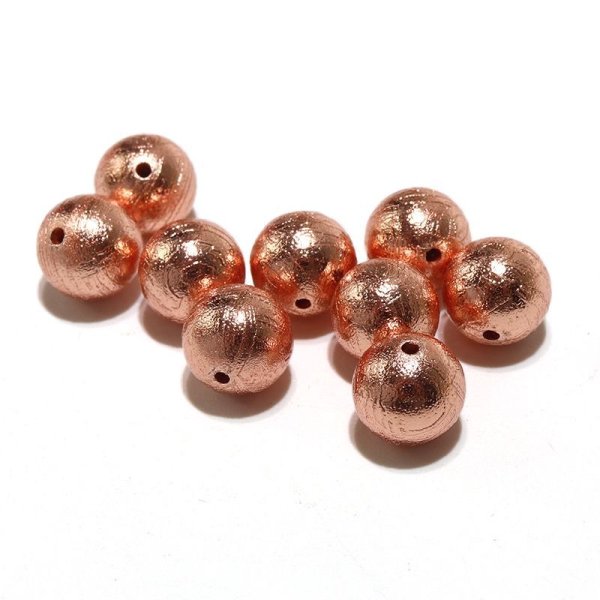 画像2: 【現品限り】バラ石 ギベオン<ナミビア産> ピンクゴールド 丸 約7.8mm 穴あき 一粒売り 宇宙のパワー 隕石 パワーストーン 天然石 品番:16550 (2)