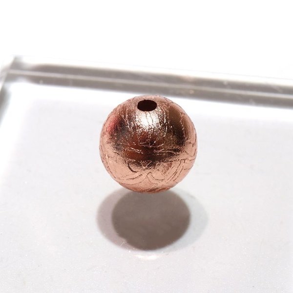 画像4: 【現品限り】バラ石 ギベオン<ナミビア産> ピンクゴールド 丸 約12mm 穴あき 一粒売り 宇宙のパワー 隕石 パワーストーン 天然石 品番:16554 (4)