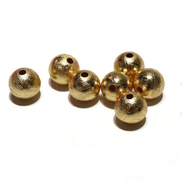 画像2: 【現品限り】バラ石 ギベオン<ナミビア産> ゴールド 丸 約10mm 穴あき 一粒売り 宇宙のパワー 隕石 パワーストーン 天然石 品番:16551 (2)