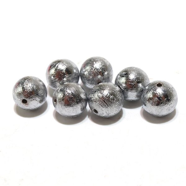 画像2: 【現品限り】バラ石 ギベオン<ナミビア産> シルバー 丸 約8mm 穴あき 一粒売り 宇宙のパワー 隕石 パワーストーン 天然石 品番:16548 (2)