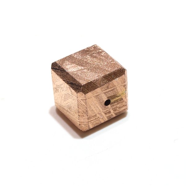 画像4: バラ石 ギベオン<ナミビア産> ピンクゴールド 正方形 約10mm 穴あき 一粒売り 宇宙のパワー 隕石 パワーストーン 天然石 品番:16625 (4)