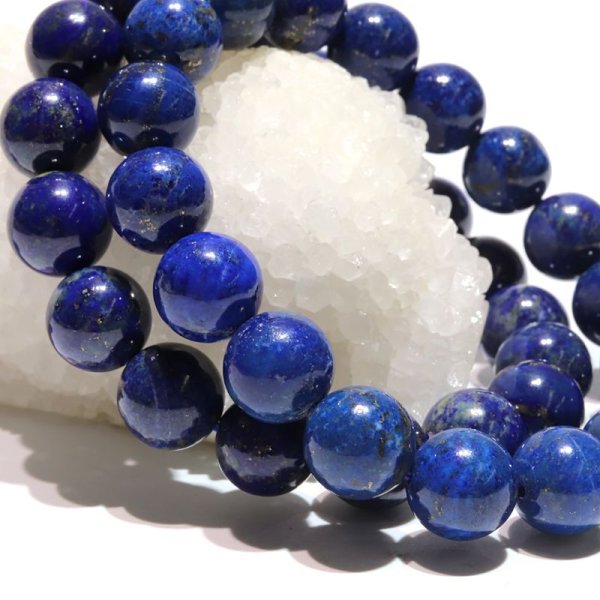 画像4: ブレス　ラピスラズリ＜アフガニスタン産＞　丸　約11.5mm　邪気を払う　判断力　直感力を高め　パワーストーン　天然石　※ポイント対象外　品番：16810 (4)