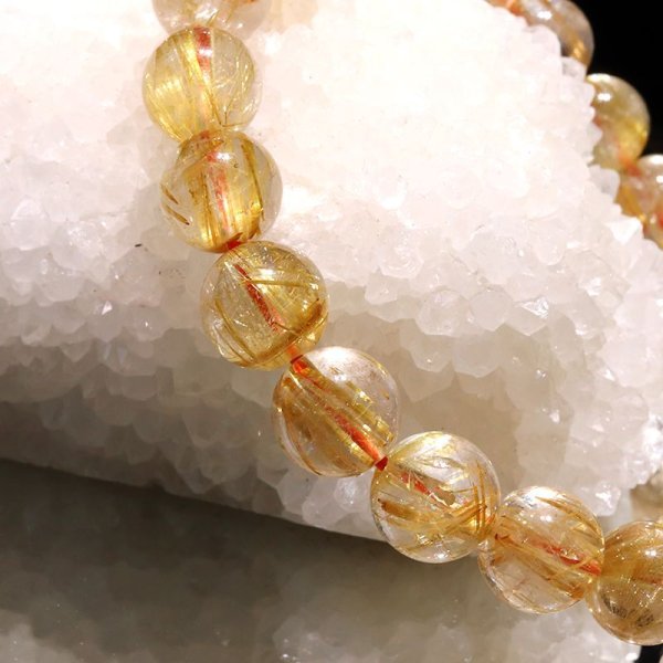 画像4: ブレス　ルチルクォーツ＜ブラジル産＞　丸　約9mm　金運　財運　ギャンブル運　パワーストーン　天然石　品番：16849 (4)