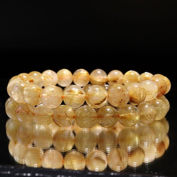 画像3: ブレス ルチルクォーツ<ブラジル産> 丸 約8mm 金運 財運 ギャンブル運 パワーストーン 天然石 品番:16847 (3)