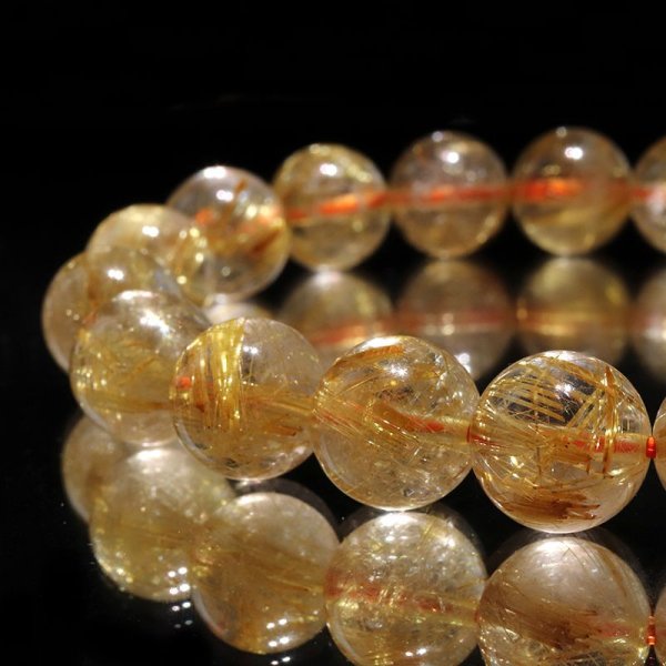 画像2: ブレス　ルチルクォーツ＜ブラジル産＞　丸　約10.5mm　金運　財運　ギャンブル運　パワーストーン　天然石　品番：16852 (2)