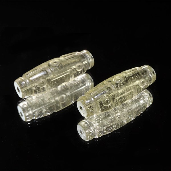 画像2: 天珠　リビアングラス　九眼　約33〜35×11〜12mm　ポジティブ　直感力　ヒーリング　パワーストーン　天然石　品番：17206 (2)