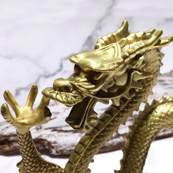 画像2: 置物 彫り物 銅製 龍 風水 運気 金運 財運 インテリア 品番:16977 (2)