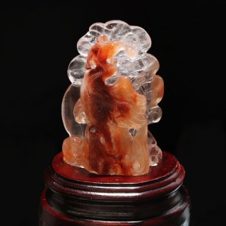 置物 ローズクォーツ 鳳凰 ブラジル産 台付き 風水 運気 金運 財運