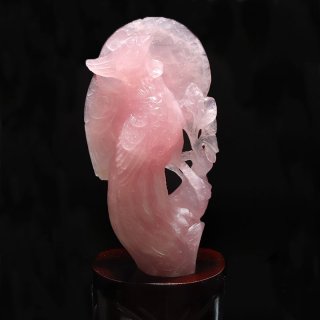翡翠　ローズクォーツ 水晶 中国　置物 1,400g 天然石　小鳥　柘榴 翡翠 ローズクォーツ 水晶 中国 置物 1,400g 天然石 小鳥 柘榴
